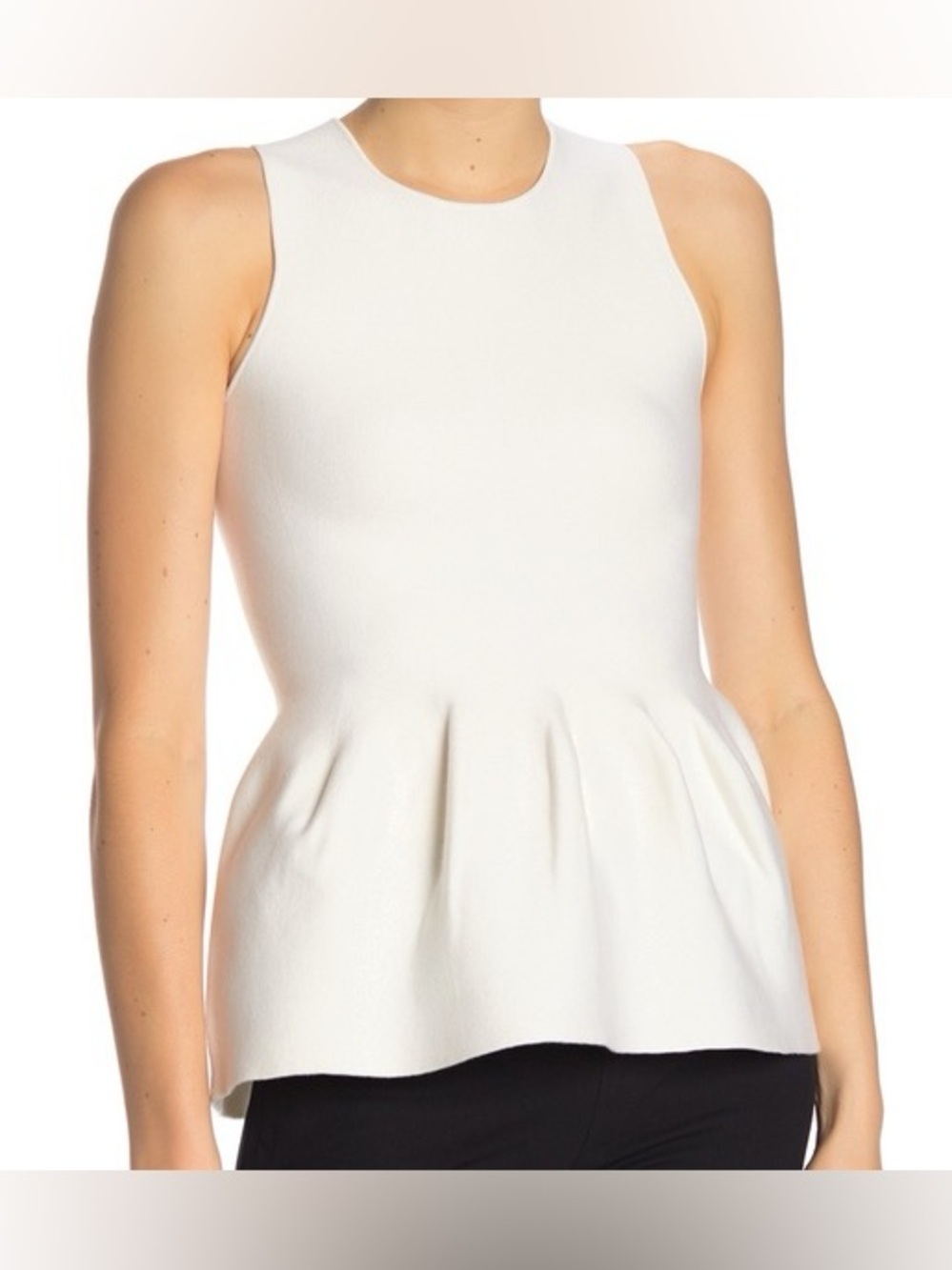 Theory Ivory Petite Sleeveless Peplum Shaped Shell Top Silk NWT Soft - damaged